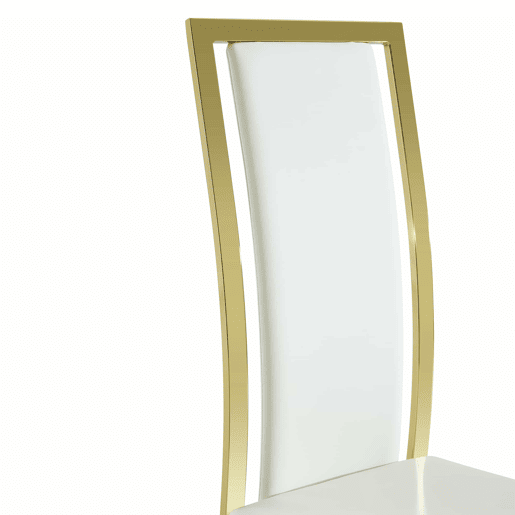 Cadeiras de sala de jantar 4 unidades 109 cm - design minimalista europeu, estofadas em PU branco com estrutura metálica dourada - Branco e Dourado