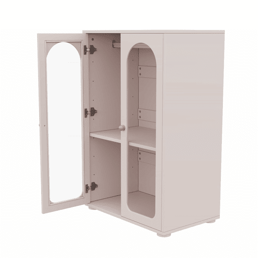 Armário de 2 portas 80×50×120 cm - armário lacado com varão para roupa, portas transparentes em acrílico, puxadores em cerâmica - rosa bebé Armário de 2 portas 80×50×120 cm - armário lacado com varão para roupa, portas transparentes em acrílico, puxadores em cerâmica - rosa bebé