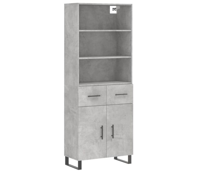 Aparador alto - mueble de almacenamiento madera contrachapada gris hormigón 69,5x34x180 cm es990