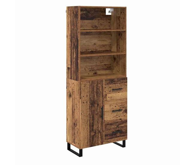 Aparador alto - mueble de almacenamiento con cajón madera vieja 69,5 x 34 x 180 cm es414