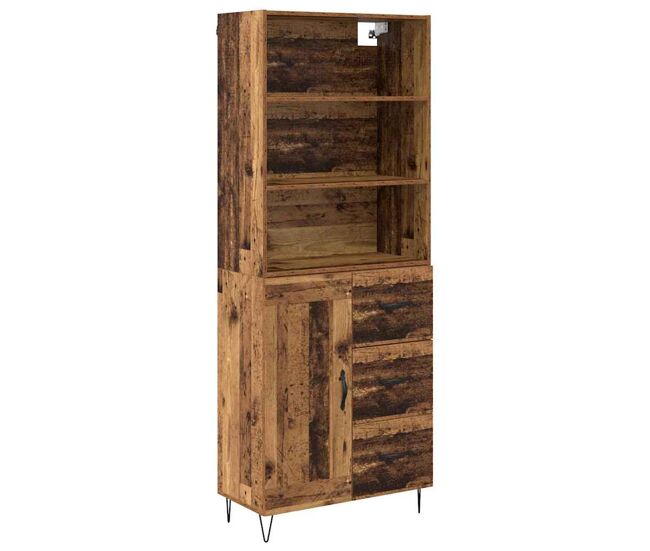 Aparador alto - mueble de almacenamiento con cajón 2 pcs madera vieja madera de ingeniería es337