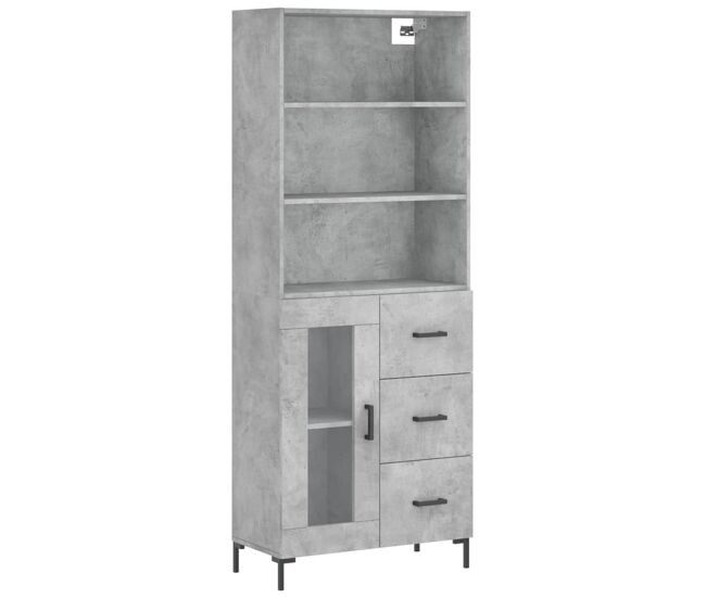Aparador alto - mueble de almacenamiento madera contrachapada gris hormigón 69,5x34x180 cm es876