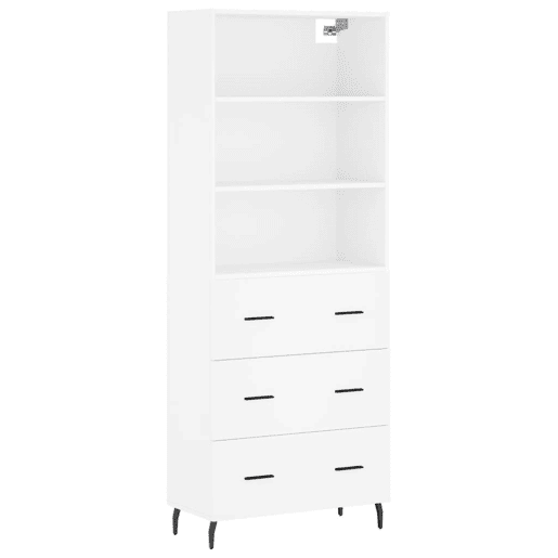 Armário alto - Bufete - Móvel de apoio 69,5x34x180 cm derivados de madeira branco pt631