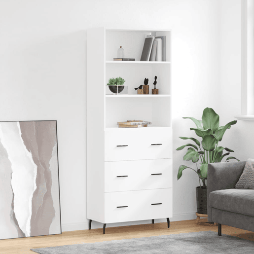 Armário alto - Bufete - Móvel de apoio 69,5x34x180 cm derivados de madeira branco pt631