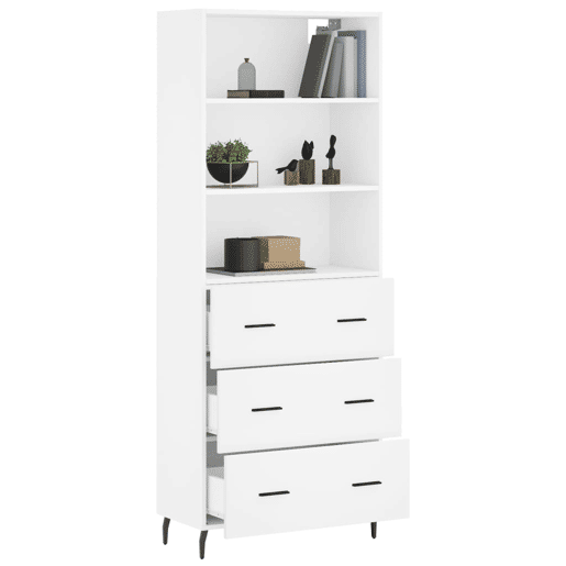Armário alto - Bufete - Móvel de apoio 69,5x34x180 cm derivados de madeira branco pt631