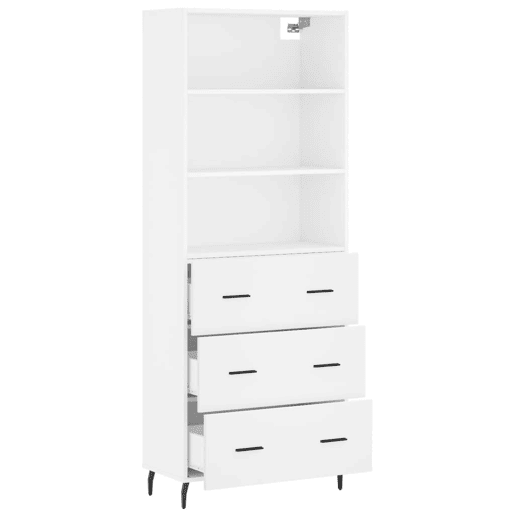Armário alto - Bufete - Móvel de apoio 69,5x34x180 cm derivados de madeira branco pt631