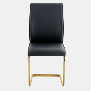 Cadeiras de sala de jantar 2 unidades - Assento PU confortável, estilo moderno e elegante - Preto+Dourado