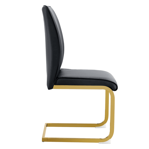 Cadeiras de sala de jantar 2 unidades - Assento PU confortável, estilo moderno e elegante - Preto+Dourado