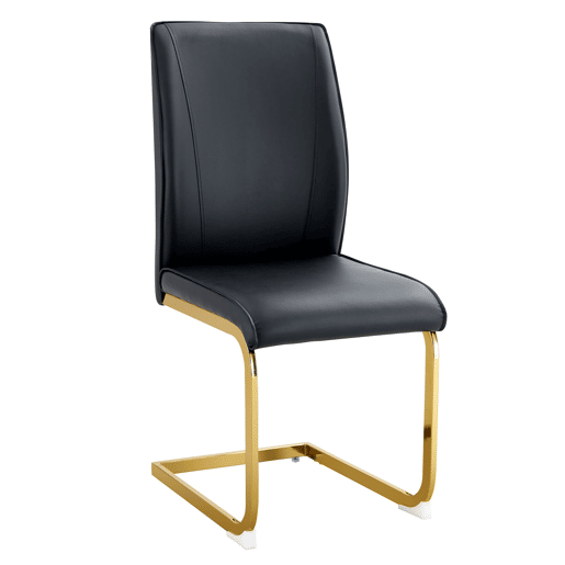 Cadeiras de sala de jantar 2 unidades - Assento PU confortável, estilo moderno e elegante - Preto+Dourado