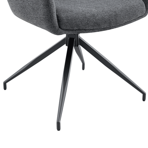 Cadeira giratória europeia 2 unidades - design luxuoso, linho cinza escuro, pernas metálicas pretas