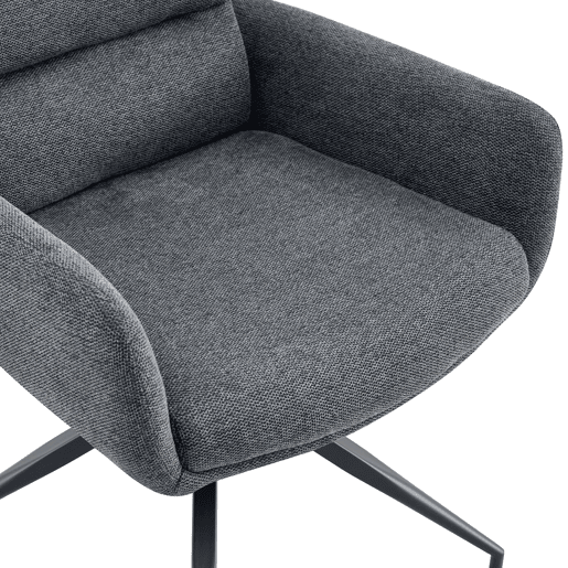 Cadeira giratória europeia 2 unidades - design luxuoso, linho cinza escuro, pernas metálicas pretas