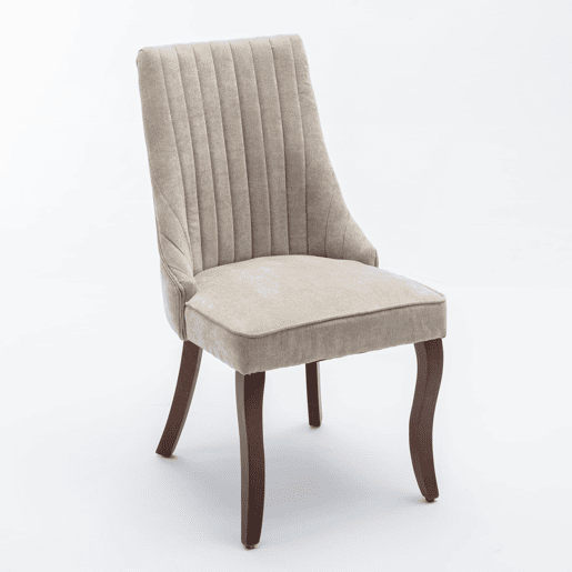 Cadeira de sala de jantar 2 unidades - Estofada em chenille confortável com pernas de madeira curvadas - Bege