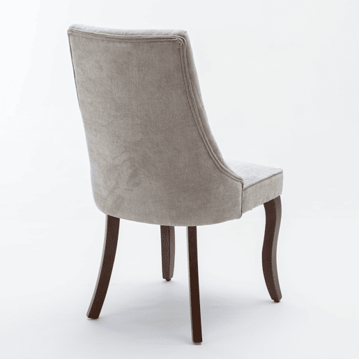 Cadeira de sala de jantar 2 unidades - Estofada em chenille confortável com pernas de madeira curvadas - Bege