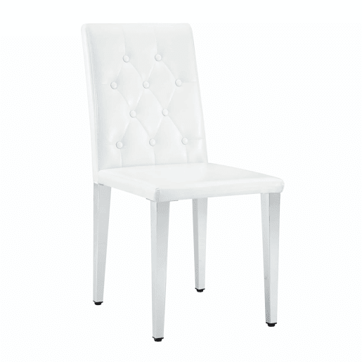 Cadeiras de sala de jantar 4 unidades - Luxo leve, pernas metálicas prateadas - Branco+Prata