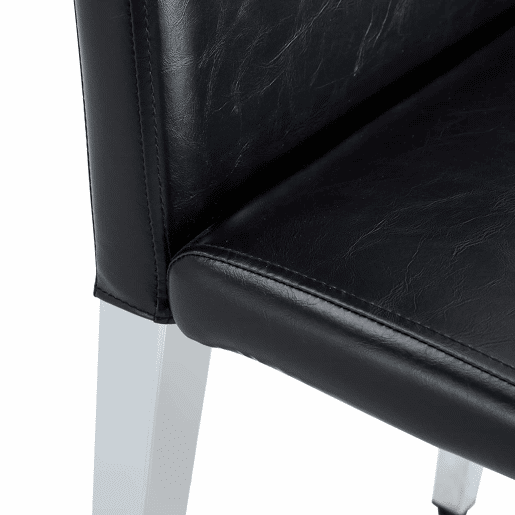 Conjunto de 2 cadeiras de jantar - design minimalista em couro sintético PU com pernas metálicas - preto e prateado