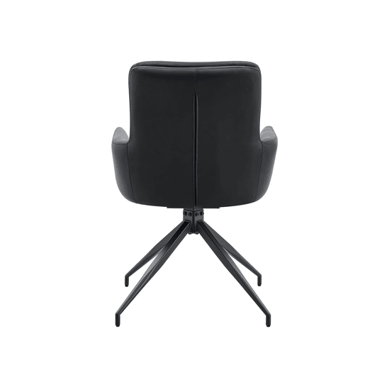 Cadeira giratória 2 unidades - Design luxuoso, PU preto, pernas metálicas, giratória 360° - Preto