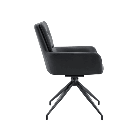 Cadeira giratória 2 unidades - Design luxuoso, PU preto, pernas metálicas, giratória 360° - Preto