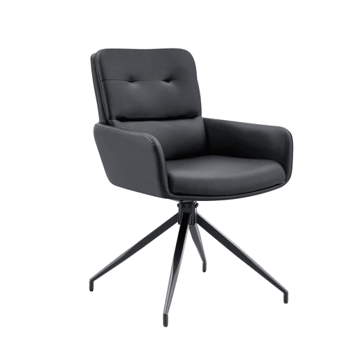 Cadeira giratória 2 unidades - Design luxuoso, PU preto, pernas metálicas, giratória 360° - Preto