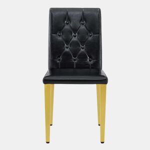 Conjunto de 4 cadeiras de jantar - Design elegante com pernas metálicas douradas - Preto e dourado
