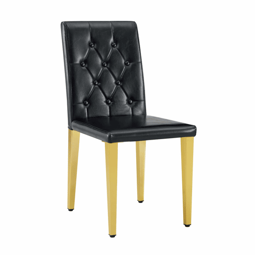 Conjunto de 4 cadeiras de jantar - Design elegante com pernas metálicas douradas - Preto e dourado