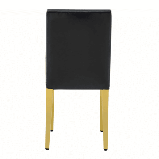 Conjunto de 4 cadeiras de jantar - Design elegante com pernas metálicas douradas - Preto e dourado