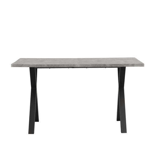 Mesa de jantar 140x80 cm - design moderno com pernas cruzadas - cinza e preto