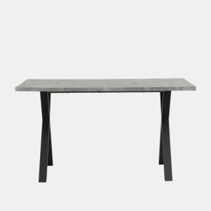 Mesa de jantar 140x80 cm - design moderno com pernas cruzadas - cinza e preto