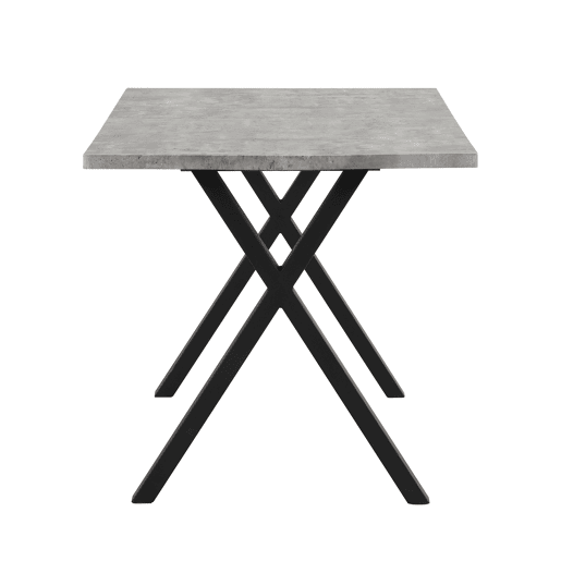 Mesa de jantar 140x80 cm - design moderno com pernas cruzadas - cinza e preto