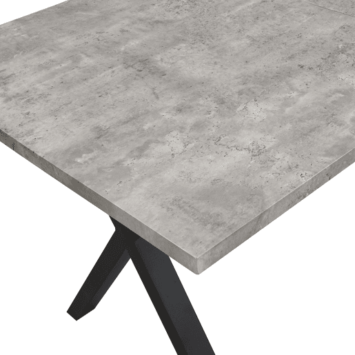 Mesa de jantar 140x80 cm - design moderno com pernas cruzadas - cinza e preto