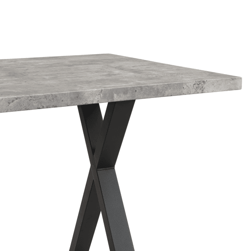 Mesa de jantar 140x80 cm - design moderno com pernas cruzadas - cinza e preto