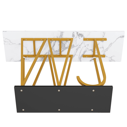 Mesa de jantar 120x29,5x80 cm - Mesa de cozinha, mesa de varanda, superfície com efeito mármore - Branca