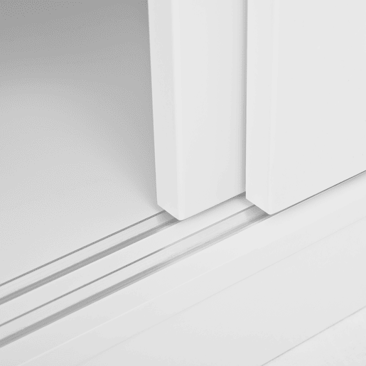 Mesa de bar moderna giratória 360° - Mesa extensível com arrumação e porta de vidro - Branco
