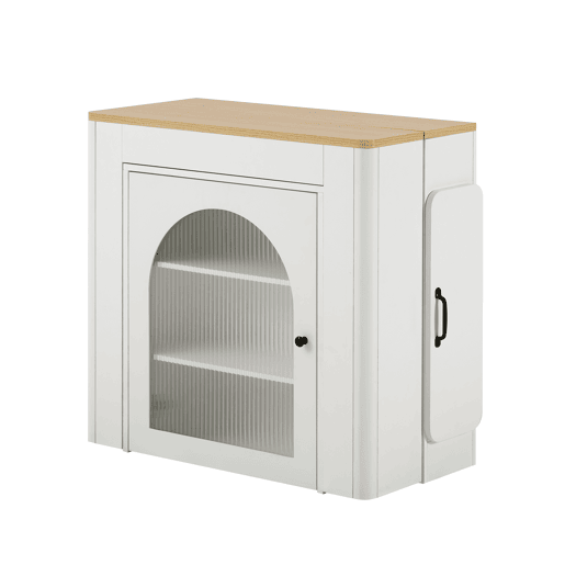 Ilha de cozinha com rodas - Mesa extensível com tampo removível - Carrinho móvel com tomadas - Branco