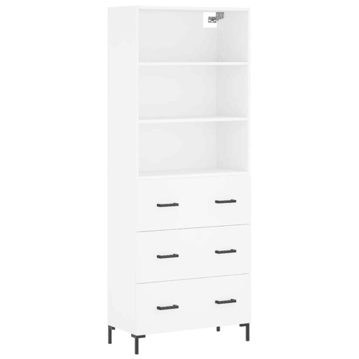 Armário alto - Bufete - Móvel de apoio 69,5x34x180 cm derivados de madeira branco pt630