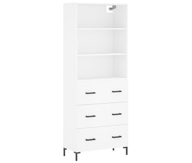 Aparador alto - mueble de almacenamiento madera contrachapada blanco 69,5x34x180 cm es630
