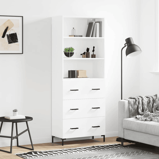 Armário alto - Bufete - Móvel de apoio 69,5x34x180 cm derivados de madeira branco pt630