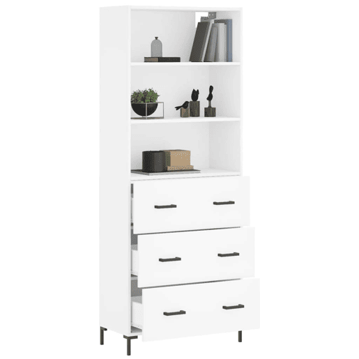 Armário alto - Bufete - Móvel de apoio 69,5x34x180 cm derivados de madeira branco pt630