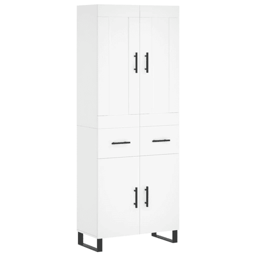Armário alto - Bufete - Móvel de apoio 69,5x34x180 cm derivados de madeira branco pt731
