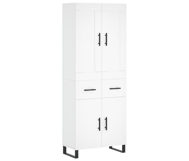 Aparador alto - mueble de almacenamiento madera contrachapada blanco 69,5x34x180 cm es731