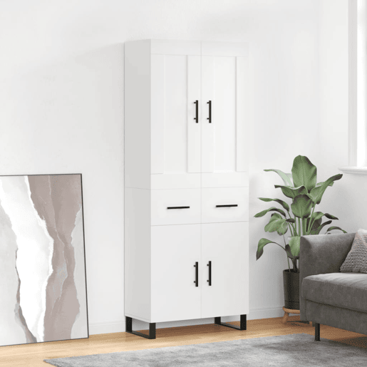 Armário alto - Bufete - Móvel de apoio 69,5x34x180 cm derivados de madeira branco pt731