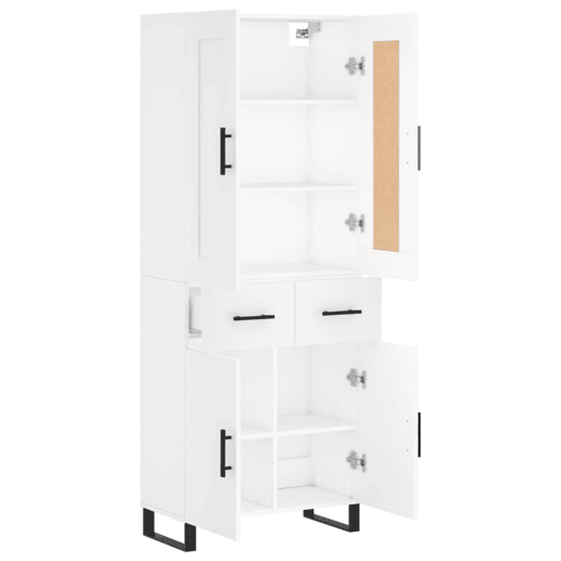 Armário alto - Bufete - Móvel de apoio 69,5x34x180 cm derivados de madeira branco pt731