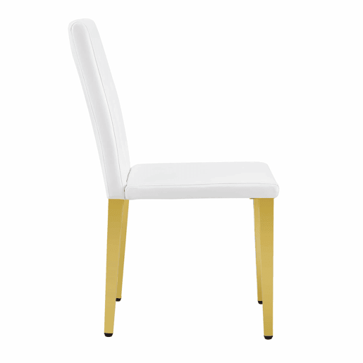 Cadeiras de sala de jantar 4 unidades - Luxo leve, metal dourado brilhante - Branco+Dourado
