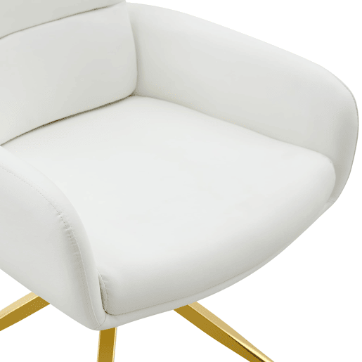 Cadeira giratória 2 unidades - design luxuoso e leve, PU branco, pernas em metal dourado, 360° - BrancoDourado