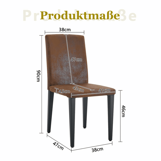 Cadeiras de sala de jantar 2 unidades - estilo europeu minimalista, tecido castanho e pernas metálicas pretas - castanho e preto
