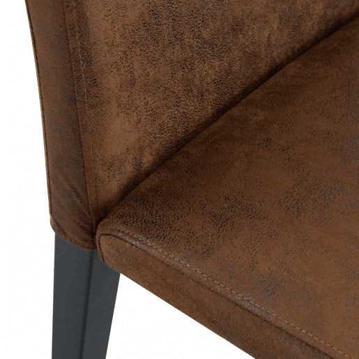Cadeiras de sala de jantar 2 unidades - estilo europeu minimalista, tecido castanho e pernas metálicas pretas - castanho e preto