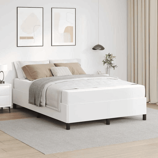Estrutura da Cama de casal moderno com colchão - Branco 140 x 190 cm tecido