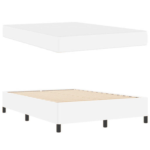 Estrutura da Cama de casal moderno com colchão - Branco 140 x 190 cm tecido