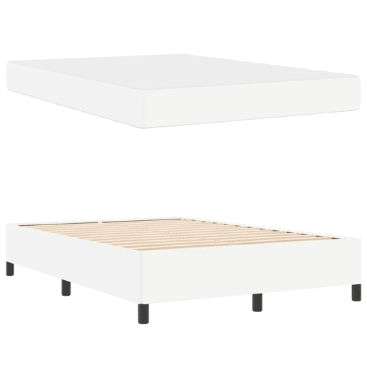 Estrutura da Cama de casal moderno com colchão - Branco 140 x 190 cm tecido