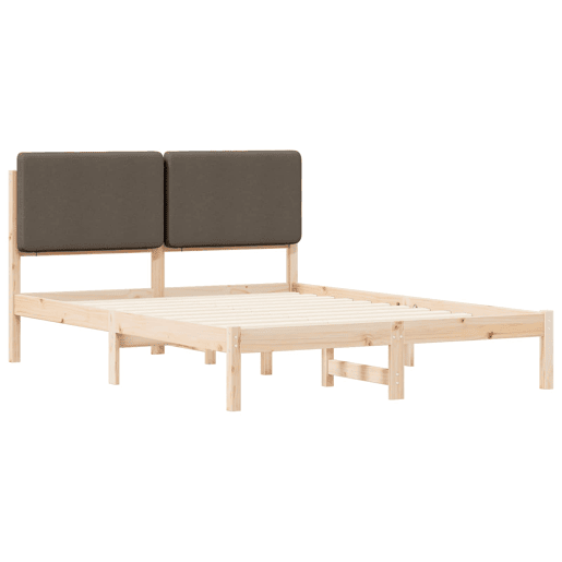 Estrutura de Cama de casal moderno com Cabeceira Estofada Cinzento-acastanhado
