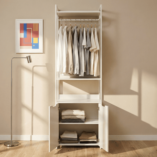Bengaleiro de pé Jässaatka 1 varão 1 armário 3 prateleiras aço 200x61x40 cm Cinzento en.casa